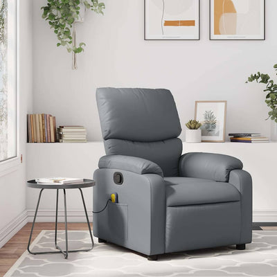 Stella Homewares Massage Recliner Chair Grey Faux Leather