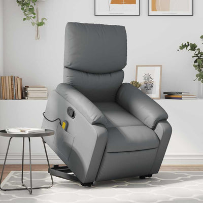 Stella Homewares Stand up Massage Recliner Chair Grey Faux Leather