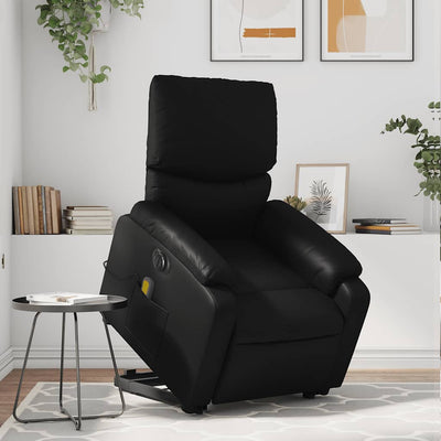 Stella Homewares Electric Stand up Massage Recliner Chair Black Faux Leather