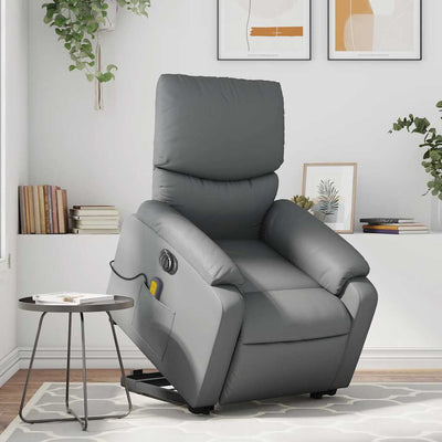 Stella Homewares Electric Stand up Massage Recliner Chair Grey Faux Leather