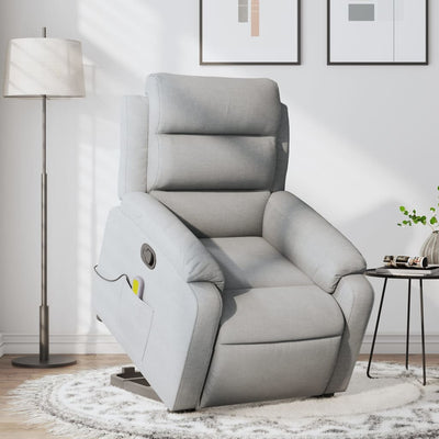 Stella Homewares Stand up Massage Recliner Chair Light Grey Fabric