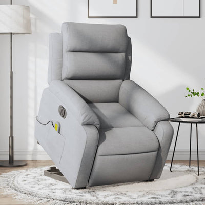 Stella Homewares Electric Stand up Massage Recliner Chair Light Grey Fabric