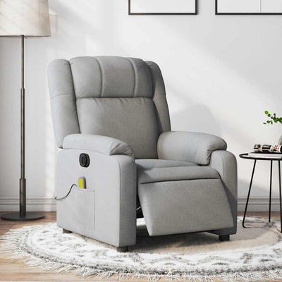 Stella Homewares Electric Massage Recliner Chair Light Grey Fabric