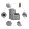 Stella Homewares Stand up Massage Recliner Chair Light Grey Fabric