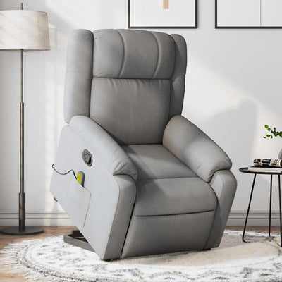 Stella Homewares Stand up Massage Recliner Chair Light Grey Fabric