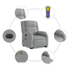 Stella Homewares Electric Stand up Massage Recliner Chair Light Grey Fabric
