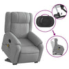 Stella Homewares Electric Stand up Massage Recliner Chair Light Grey Fabric