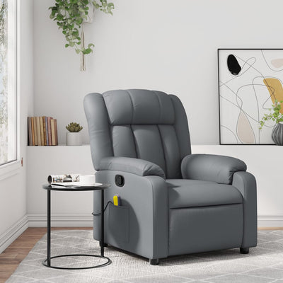 Stella Homewares Massage Recliner Chair Grey Faux Leather