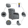 Stella Homewares Electric Stand up Massage Recliner Chair Grey Faux Leather