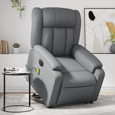 Stella Homewares Electric Stand up Massage Recliner Chair Grey Faux Leather