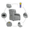 Stella Homewares Massage Recliner Chair Light Grey Fabric