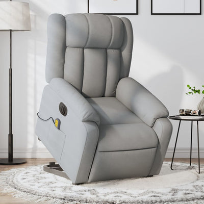 Stella Homewares Electric Stand up Massage Recliner Chair Light Grey Fabric