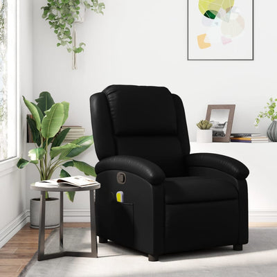 Stella Homewares Massage Recliner Chair Black Faux Leather