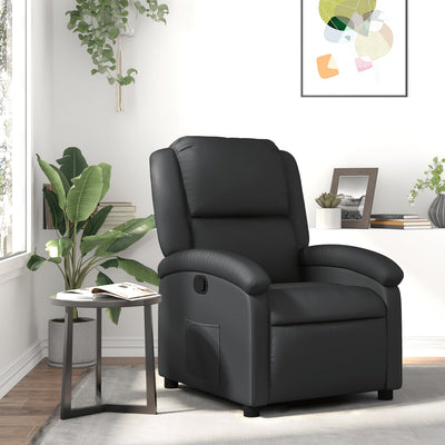 Stella Homewares Recliner Chair Black Real Leather