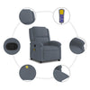 Stella Homewares Massage Recliner Chair Dark Grey Velvet