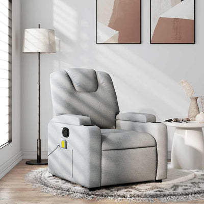 Stella Homewares Massage Recliner Chair Light Grey Fabric