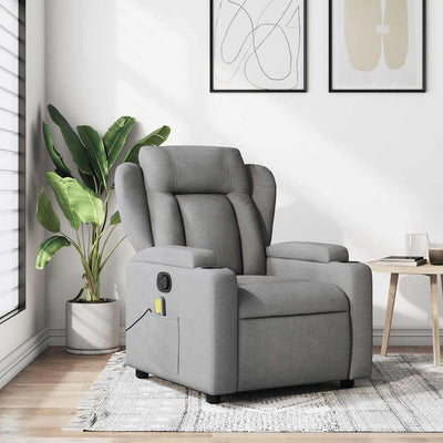 Stella Homewares Massage Recliner Chair Light Grey Fabric