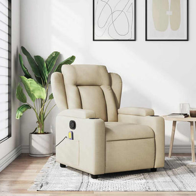 Stella Homewares Massage Recliner Chair Cream Fabric