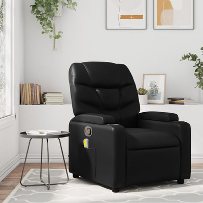 Stella Homewares Massage Recliner Chair Black Faux Leather