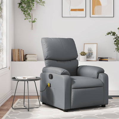 Stella Homewares Massage Recliner Chair Grey Faux Leather