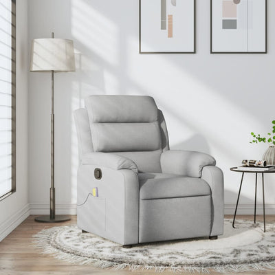 Stella Homewares Massage Recliner Chair Light Grey Fabric