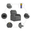 Stella Homewares Massage Recliner Chair Dark Grey Fabric