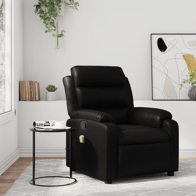 Stella Homewares Massage Recliner Chair Black Faux Leather