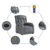 Stella Homewares Massage Recliner Chair Grey Faux Leather