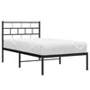 Stella Homewares Metal Bed Frame without Mattress with Headboard Black 107x203 cm King Single