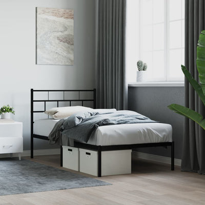 Stella Homewares Metal Bed Frame without Mattress with Headboard Black 107x203 cm King Single