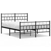 Stella Homewares Metal Bed Frame without Mattress with Footboard Black 135x190 cm