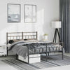 Stella Homewares Metal Bed Frame without Mattress with Footboard Black 135x190 cm