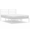 Stella Homewares Metal Bed Frame without Mattress with Headboard White 135x190 cm
