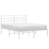 Stella Homewares Metal Bed Frame without Mattress with Headboard White 135x190 cm