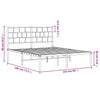Stella Homewares Metal Bed Frame without Mattress with Headboard White 135x190 cm