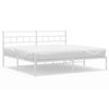 Stella Homewares Metal Bed Frame without Mattress with Headboard White 183x203 cm King