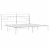 Stella Homewares Metal Bed Frame without Mattress with Headboard White 183x203 cm King