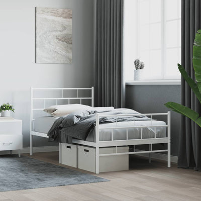 Stella Homewares Metal Bed Frame without Mattress with Footboard White 107x203 cm King Single