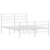 Stella Homewares Metal Bed Frame without Mattress with Footboard White 150x200 cm