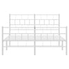 Stella Homewares Metal Bed Frame without Mattress with Footboard White 150x200 cm