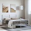 Stella Homewares Metal Bed Frame without Mattress with Footboard White 150x200 cm
