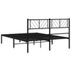 Stella Homewares Metal Bed Frame without Mattress with Headboard Black 150x200 cm