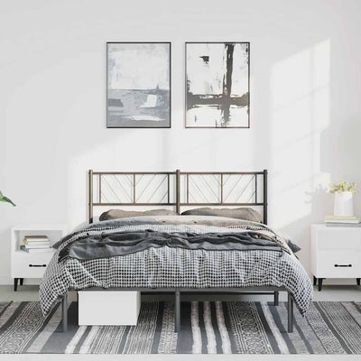 Stella Homewares Metal Bed Frame without Mattress with Headboard Black 150x200 cm