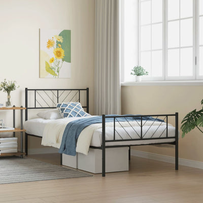 Stella Homewares Metal Bed Frame without Mattress with Footboard Black 107x203 cm King Single