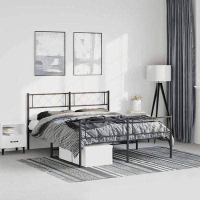 Stella Homewares Metal Bed Frame without Mattress with Footboard Black 150x200 cm