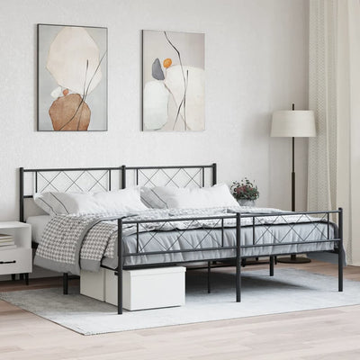 Stella Homewares Metal Bed Frame without Mattress with Footboard Black 183x203 cm King