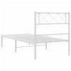 Stella Homewares Metal Bed Frame without Mattress with Headboard White 107x203 cm King Single