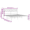 Stella Homewares Metal Bed Frame without Mattress with Headboard White 150x200 cm