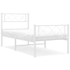 Stella Homewares Metal Bed Frame without Mattress with Footboard White 107x203 cm King Single
