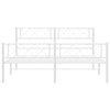 Stella Homewares Metal Bed Frame without Mattress with Footboard White 150x200 cm